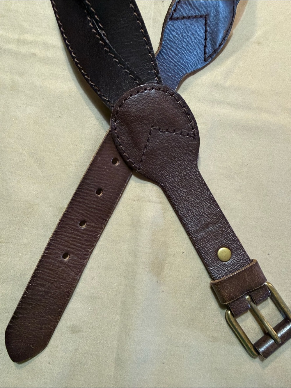 Linea Pelle Braided Brown Leather Belt - M